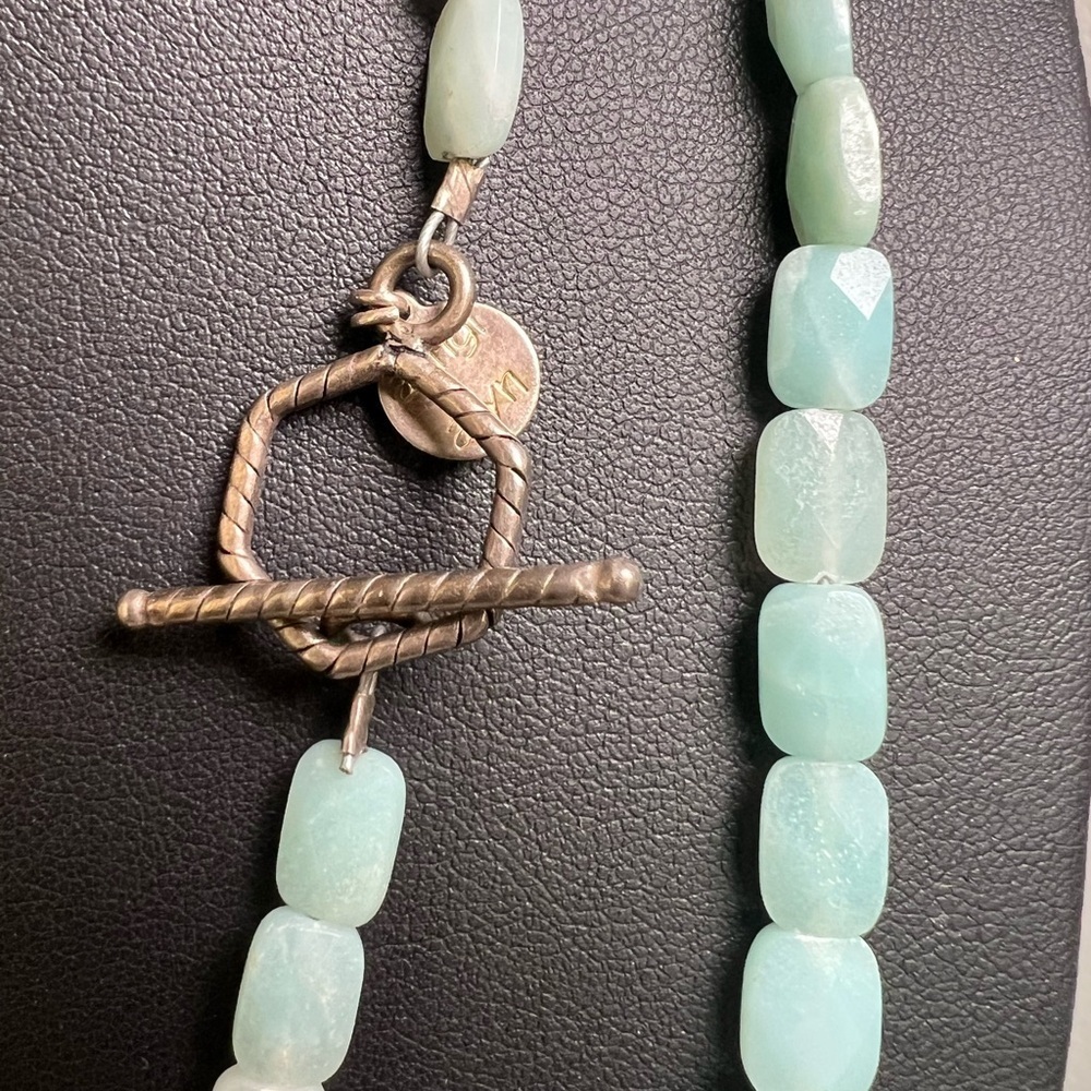 Anngi Alyn Amazonite Stone Necklace w/925 Toggle Clasp 56” D7 - Picture 3 of 4